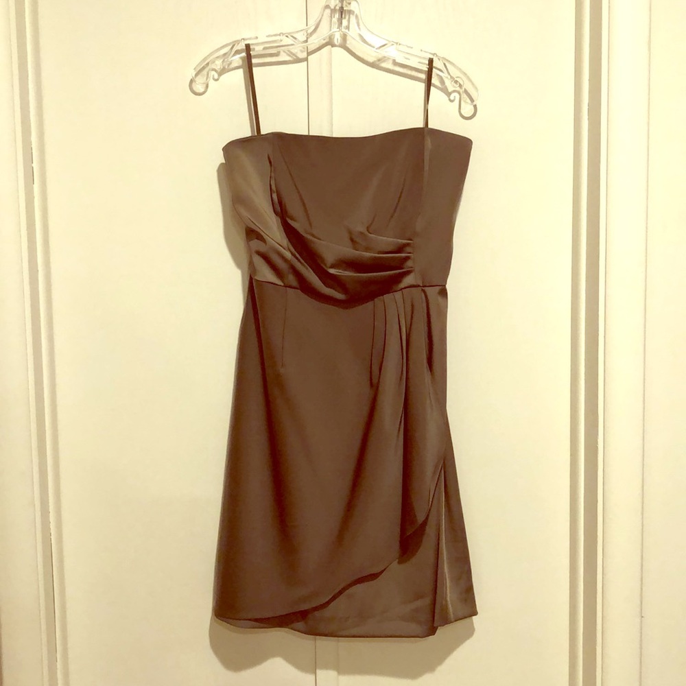 Strapless faux-wrap cocktail dress